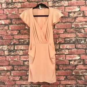 BCBGGENERATION Summer Dress with Pockets in Peach